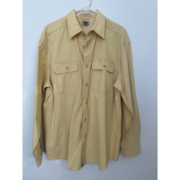 L.L. Bean Mens Pale Yellow Traditional Fit Flap Pocket Button Down Shirt Size L - Picture 1 of 6